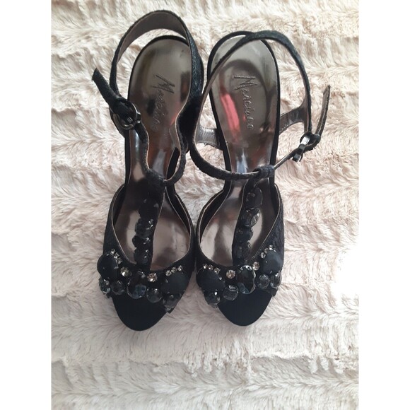 Marciano Women Size 8M Lace Jeweled Rhinestone Open Toe Stiletto Heels Glam - Picture 2 of 11